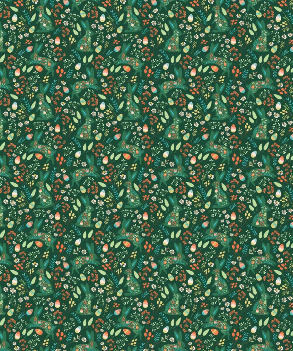ilustrowane_pisanki_i_zające_wielkanocne_w_zielonej_kolorystyce